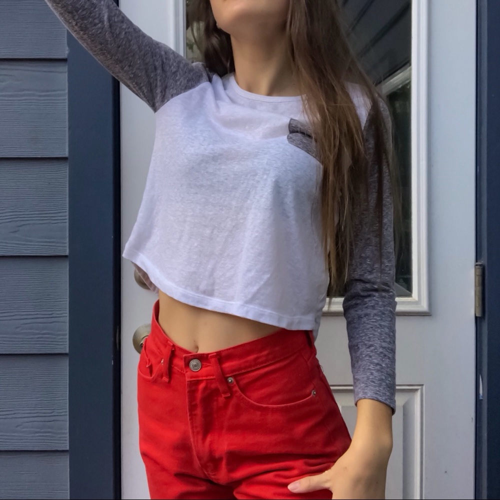 White + grey colorblock Long Sleeve